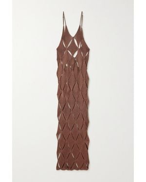 Isa Boulder First Argyle Cutout Knitted Maxi Dress - Multicolor