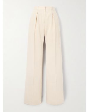 Loro Piana Edward Pleated Linen And Wool-Blend Twill Wide-Leg Pants - Natural