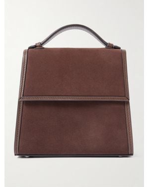 Hunting Season Small Leather-Trimed Suede Tote - Brown