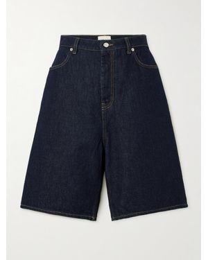 Loulou de Saison Isu High-Rise Organic Denim Shorts - Blue