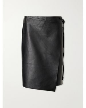 St. Agni Everyday Wrap Leather Mini Skirt - Black