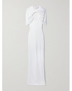 Et Ochs Cape-Effect Cutout Ruched Stretch-Jersey Gown - White
