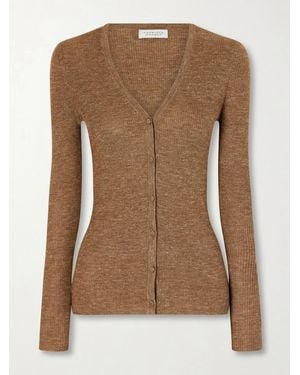 Gabriela Hearst Aiste Ribbed Cashmere, Silk And Hemp-Blend Cardigan - Brown