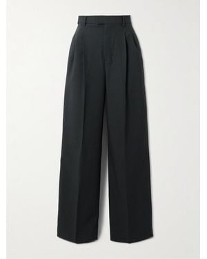 Ami Paris Wool-Twill Wide-Leg Trousers - Black