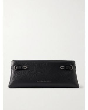 Brunello Cucinelli Textured-Leather Clutch - Black