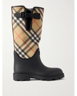 Burberry Rubber Marsh Checked Nylon And Rubber Rain Boots - Black