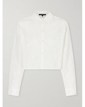 Kiki de Montparnasse Simone Cropped Broderie Anglaise Cotton Shirt - White