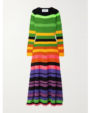 Christopher John Rogers Open-Back Striped Ribbed-Knit Maxi Dress - Multicolour