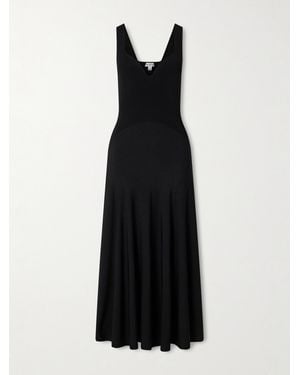 Alaïa Midikleid Aus Rippstrick Und Jersey - Schwarz