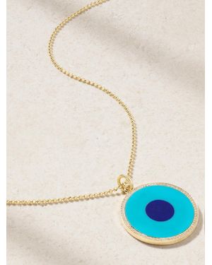 Jennifer Meyer Large Evil Eye 18-Karat Multi-Stone Necklace - Blue