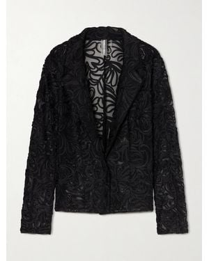 Norma Kamali Embroidered Mesh Evening Jacket - Black