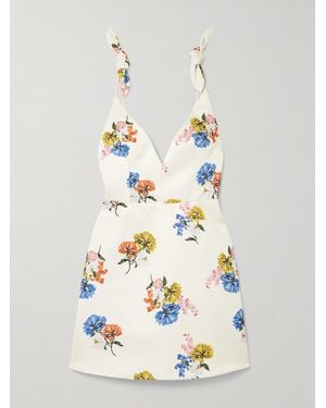 Emilia Wickstead Vero Bow-Detailed Floral-Print Faille Dress - White
