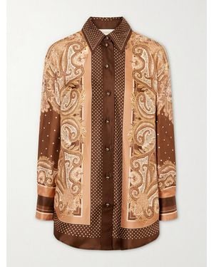 Zimmermann Luna Printed Silk-Twill Shirt - Brown