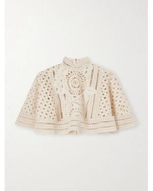 Zimmermann Indra Embroidered Cotton Cape - Natural