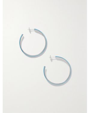 Fry Powers Large And Enamel Hoop Earrings - Blue
