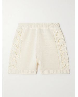 Loulou de Saison Andel Cable And Pointelle-Knit Cotton Shorts - Natural