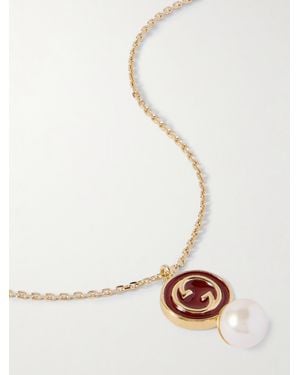 Gucci Blondie-Tone, Faux Pearl And Enamel Necklace - Natural