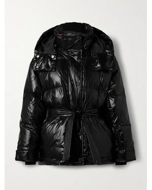 Perfect Moment Cortina Hooded Belted Quilted Down Ski Jacket - Black