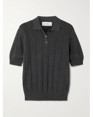 Lisa Yang Cristine Pointelle-Knit Cotton And Cashmere-Blend Polo Shirt - Black