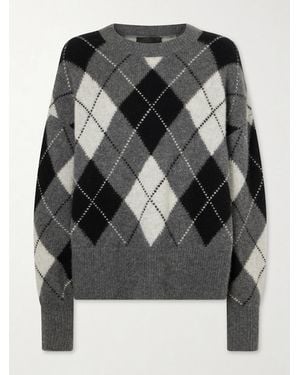 Nili Lotan Donnika Checked Cashmere And Silk-Blend Sweater - Gray