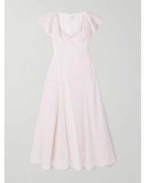 Posse Marlowe Ruffled Polka-Dot Cotton-Voile Midi Dress - Pink