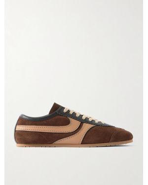 Dries Van Noten Leather-Trimmed Suede Trainers - Brown