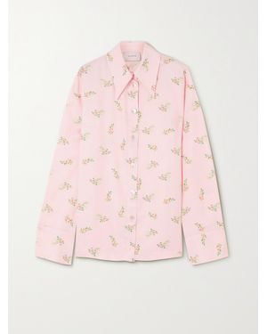 Sleeper Blossom Floral-Print Satin Shirt - Pink