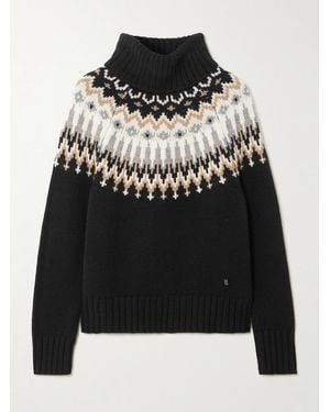 Bogner Ingrid Fair Isle Cashmere Turtleneck Sweater - Black