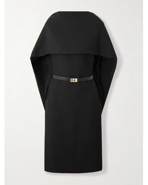 Ferragamo Kleid Aus Faille Mit Cape-Effekt - Schwarz