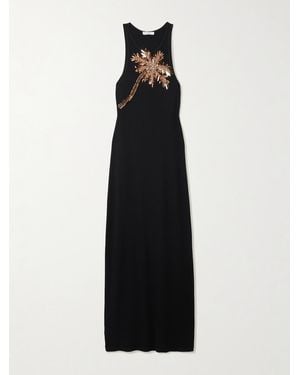 Rabanne Embellished Stretch-Cotton Jersey Midi Dress - Black