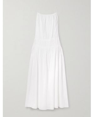 Another Tomorrow Gathered Tiered Organic Cotton-Poplin Maxi Dress - White