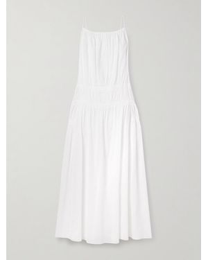 Another Tomorrow Maxikleid Aus Biobaumwollpopeline Mit Raffungen - Weiß
