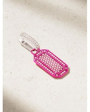 Eera Small Tag Einzelne Creole Aus Weißgold Mit Diamanten - Pink