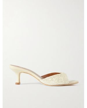 STAUD Brigitte Sequined Leather Mules - Natural
