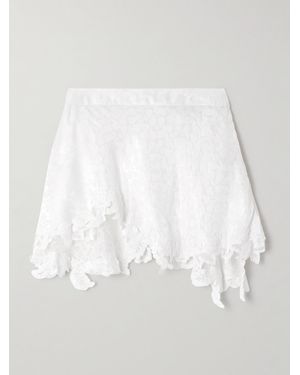 Isabel Marant Reana Lace-Trimmed Satin-Jacquard Mini Skirt - White