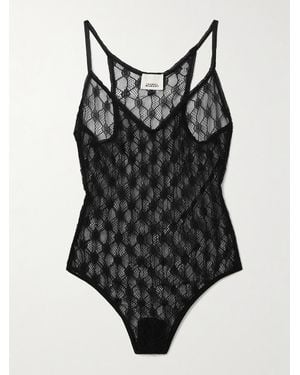 Isabel Marant Mildy Stretch-Lace Bodysuit - Black