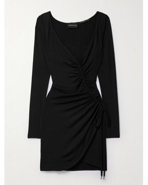 Louisa Ballou Summer Solstice Wrap-Effect Ruched Stretch-Jersey Mini Dress - Black