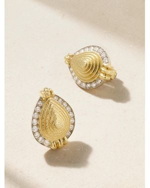 David Webb Concentric Pear Ohrringe Aus 18 Karat Und Platin Mit Diamanten - Natur