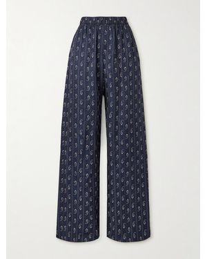 Tory Burch Jacquard Wide-Leg Trousers - Blue