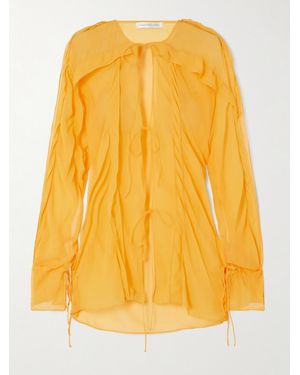 Christopher Esber Floating Ruffled Silk-Georgette Shirt - Yellow