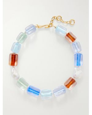 Lizzie Fortunato Delphine-Tone, Pearl And Glass Beaded Necklace - Blue
