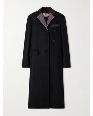 Marni Wollmantel Mit Kalbshaar- Und Velourslederbesätzen - Schwarz