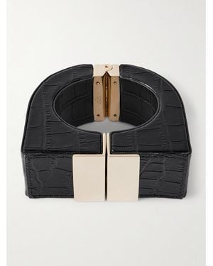 Tom Ford Croc-Effect Patent-Leather Cuff - Black