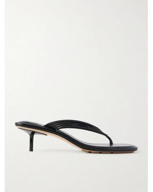 Bottega Veneta Sampieri Thong Leather-Trimmed And Rubber Sandals - Black