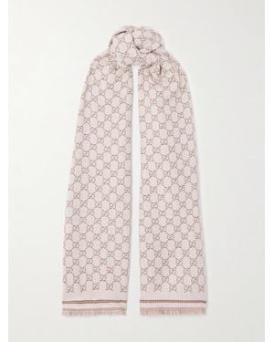 Gucci Wool-Jacquard Scarf - Pink