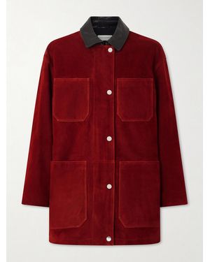 Nour Hammour Barn Jacke Aus Veloursleder Mit Lederbesätzen - Rot