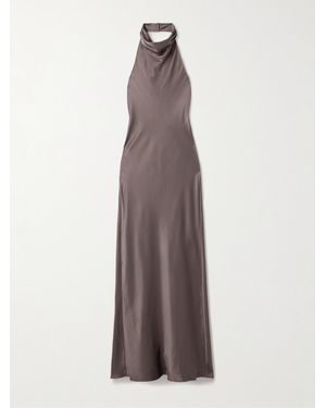 Anine Bing Eliana Silk-Charmeuse Midi Dress - Brown