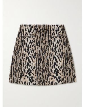 RIXO London Mariah Leopard-Print Felt Mini Skirt - Black