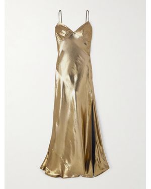 Self-Portrait Satin Maxi Dresss - Natural