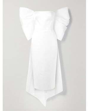 Rasario Bow-Embellished Satin Midi Dress - White